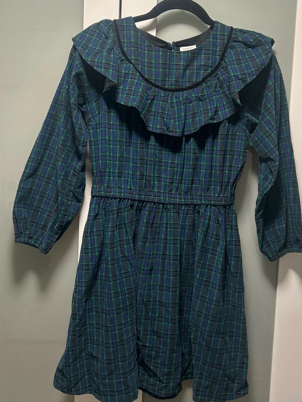 J.Crew crewcuts girls' Corduroy dress features a festive plaid pattern Size 12